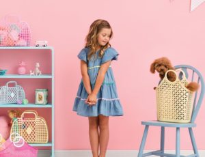 Children's gifts and accessories girl in blue dress