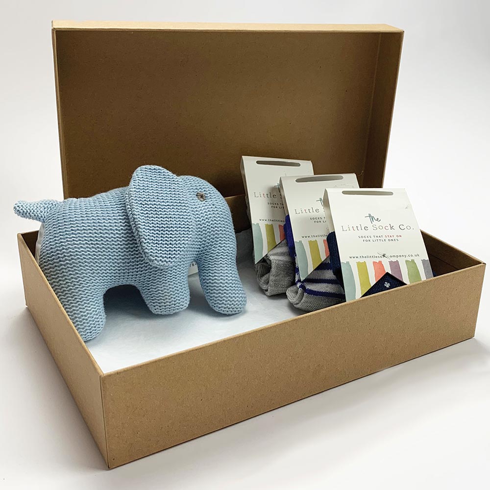 Children's gifts and accessories socks and knitted elephant