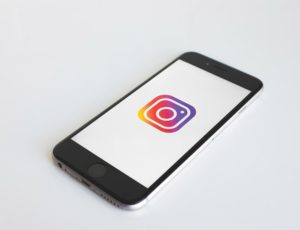 Phone with Instagram logo on screen