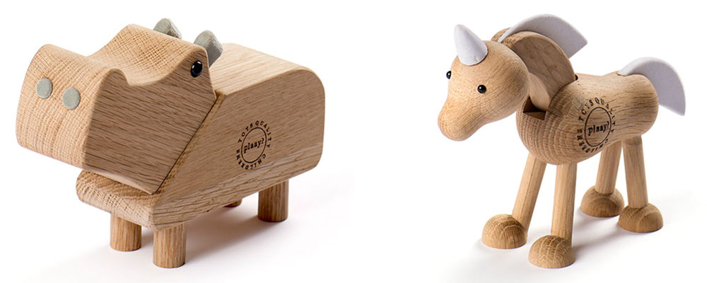 Plaay wooden Hippo and Unicorn