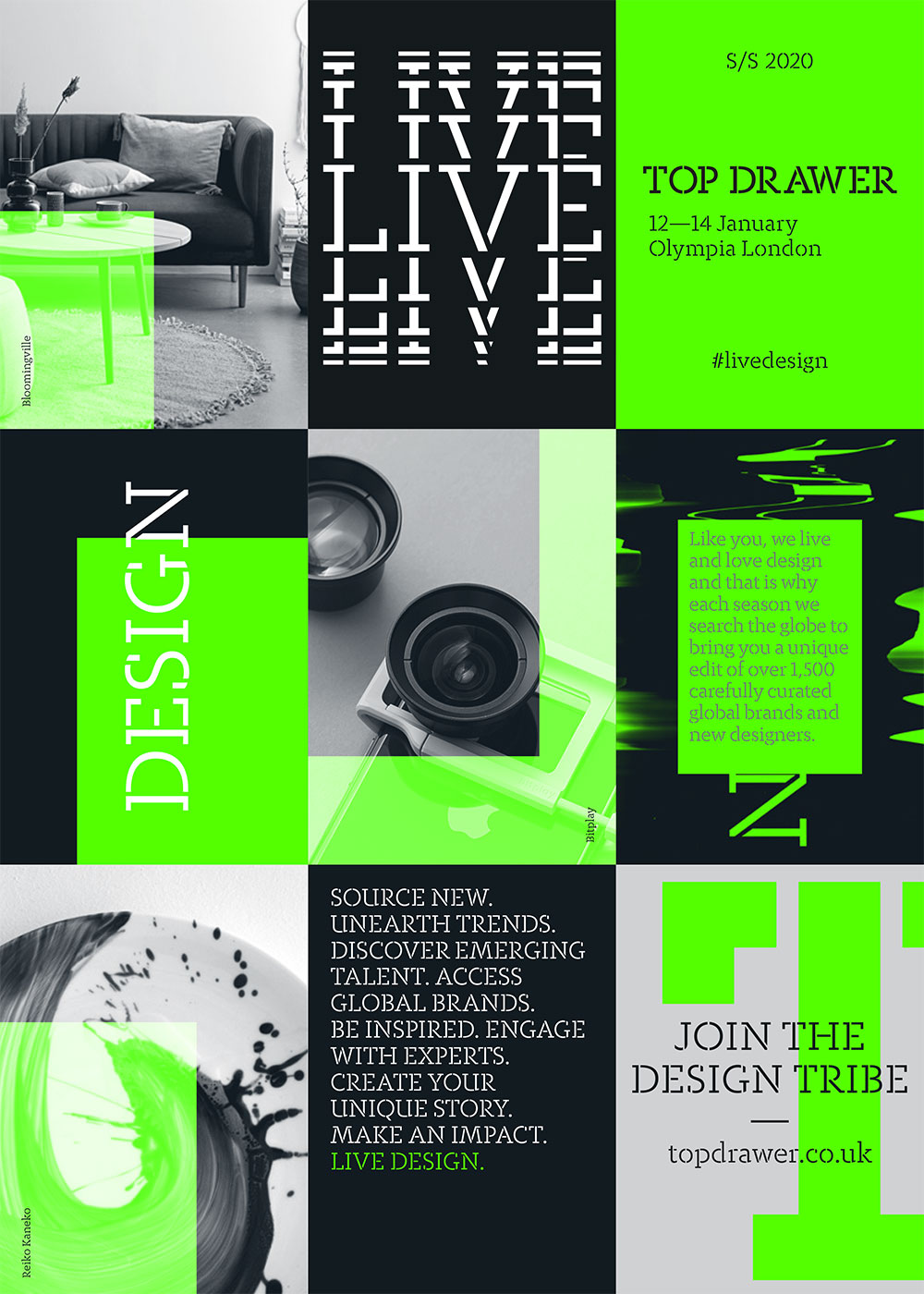 Green and black Live Design block advert