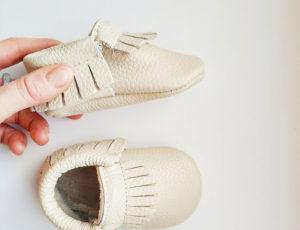 Aidie London cream baby shoes