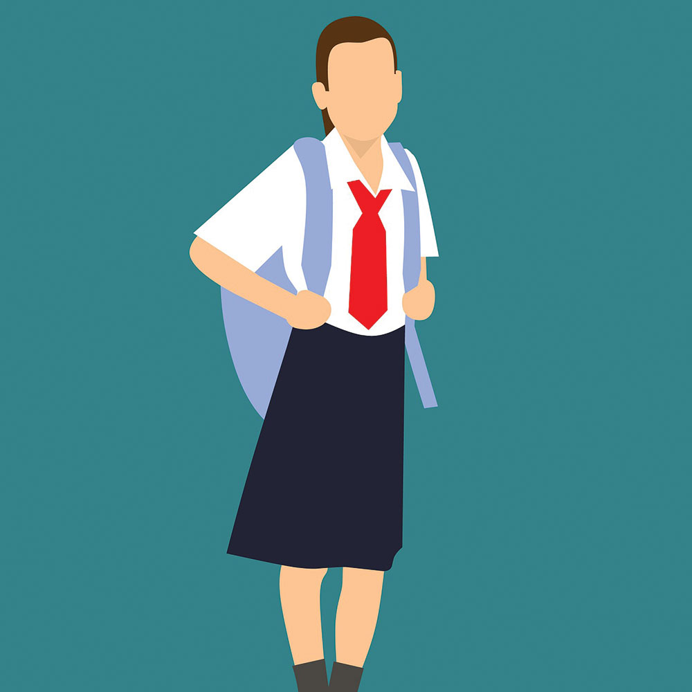 autism-friendly school girl illustration