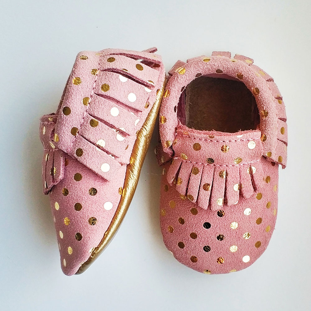 Pink baby moccasins
