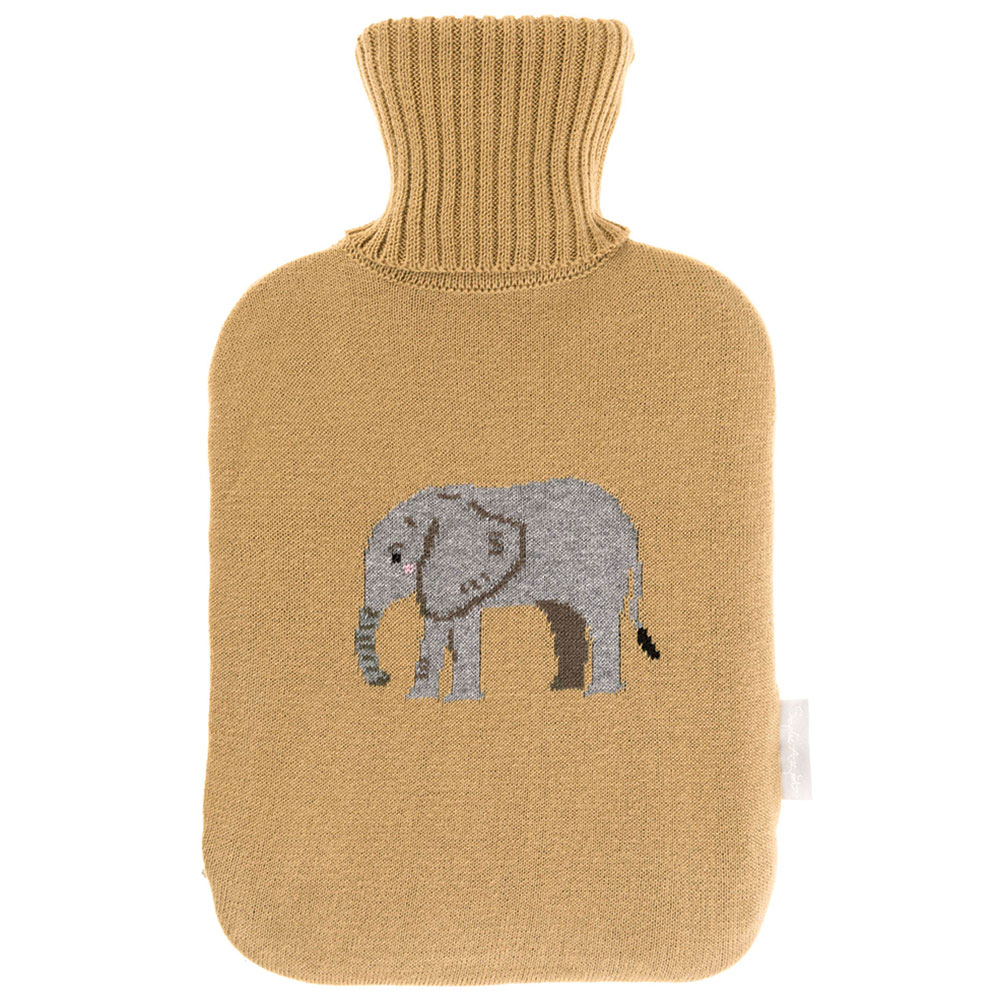 Knitted elephant hot water bottle