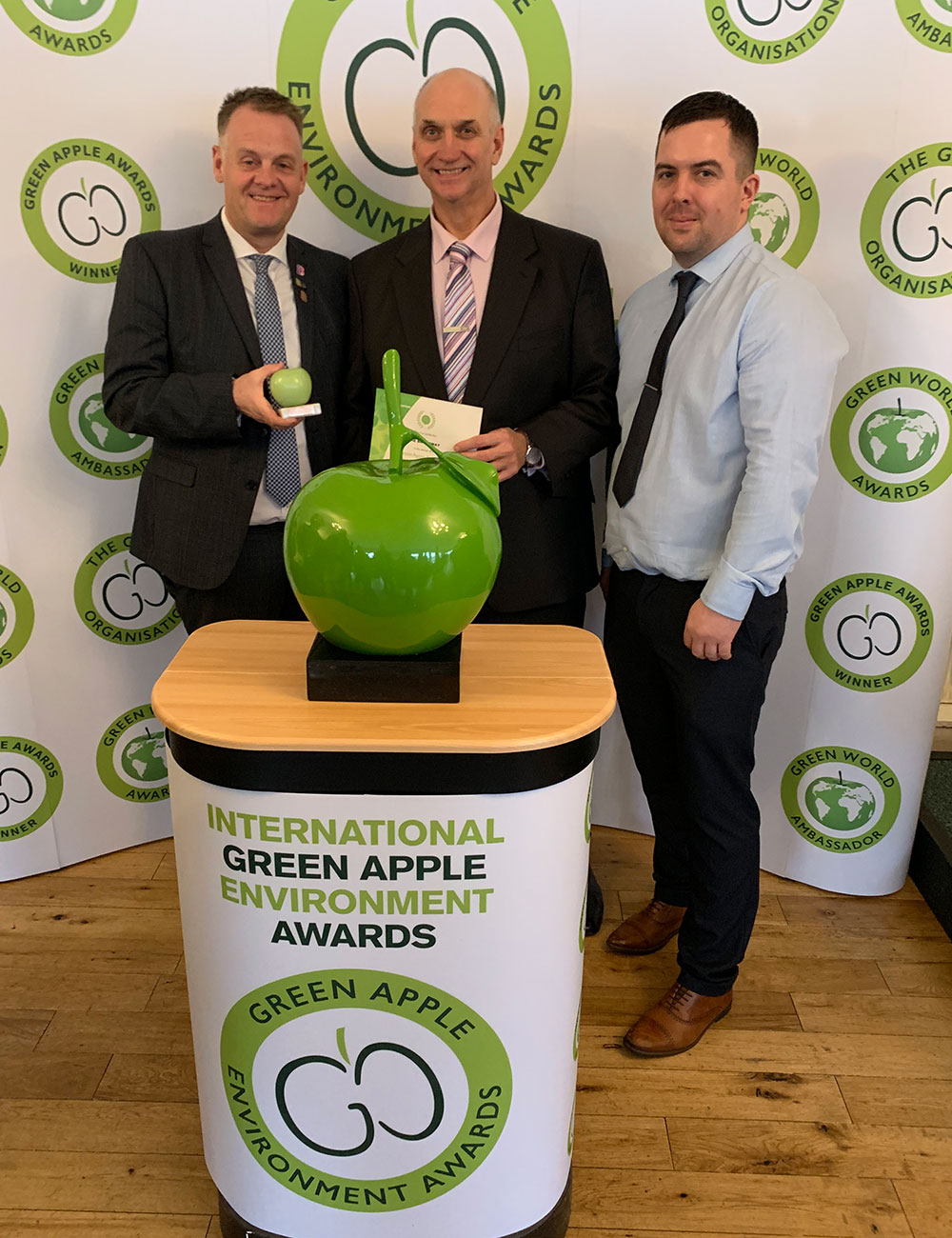 The Broadway Green Apple Winners with their award