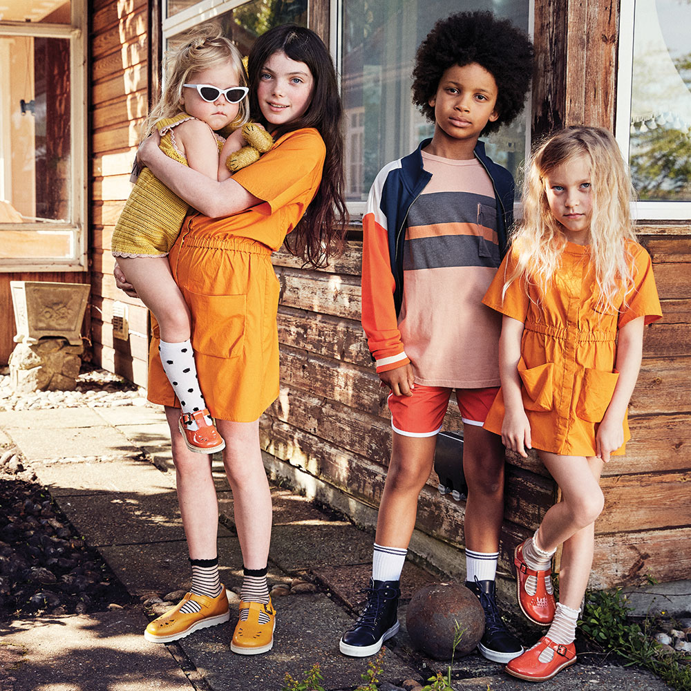 Four cool kids in Young Soles kids footwear