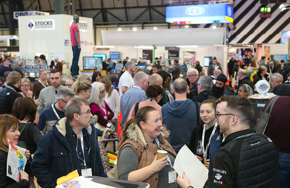 Crowds of people at the Printwear & Promotion exhibition