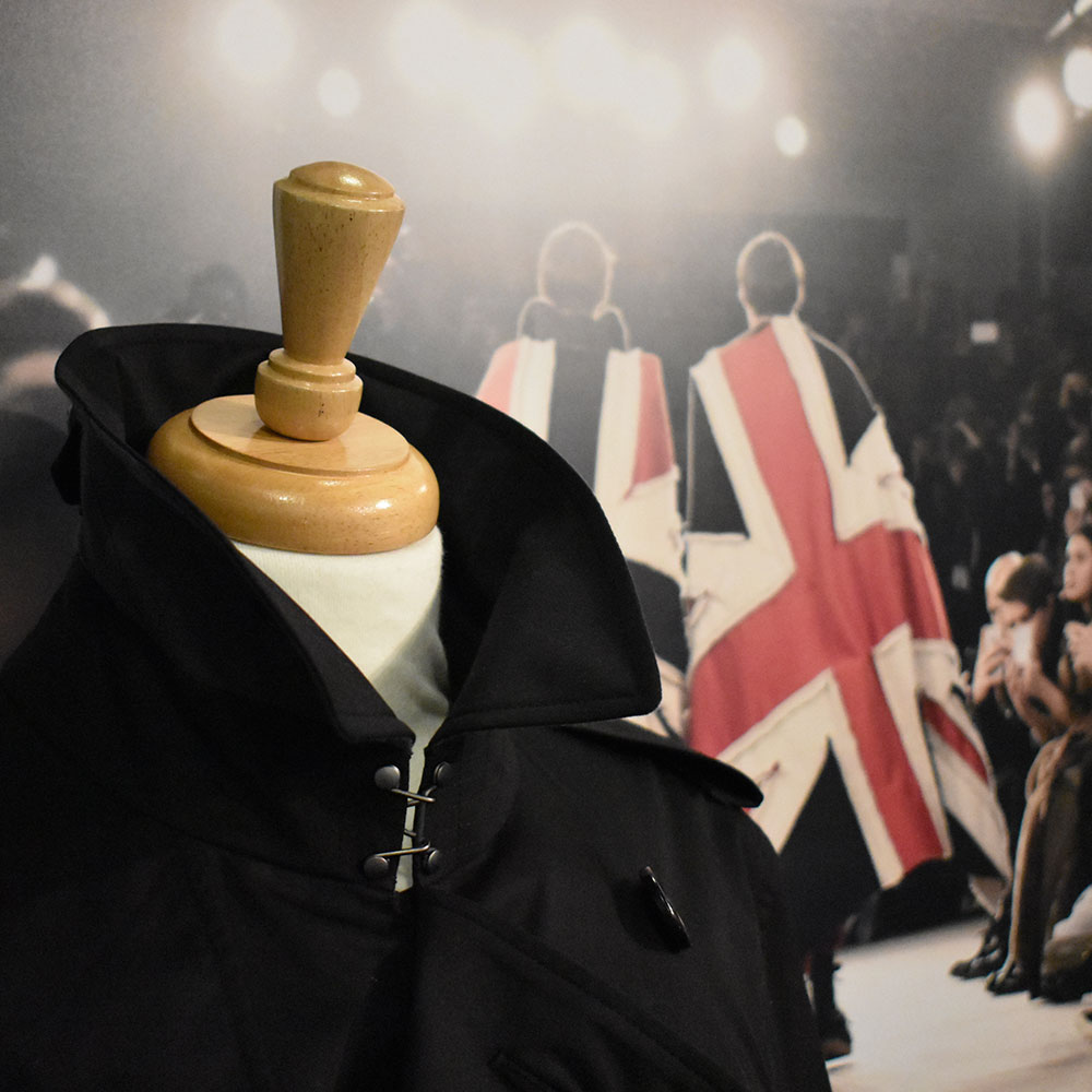 Black jack and union flags on the Burberry catwalk