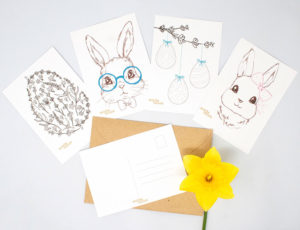 Easter postcards with yellow daffodil for Early Days