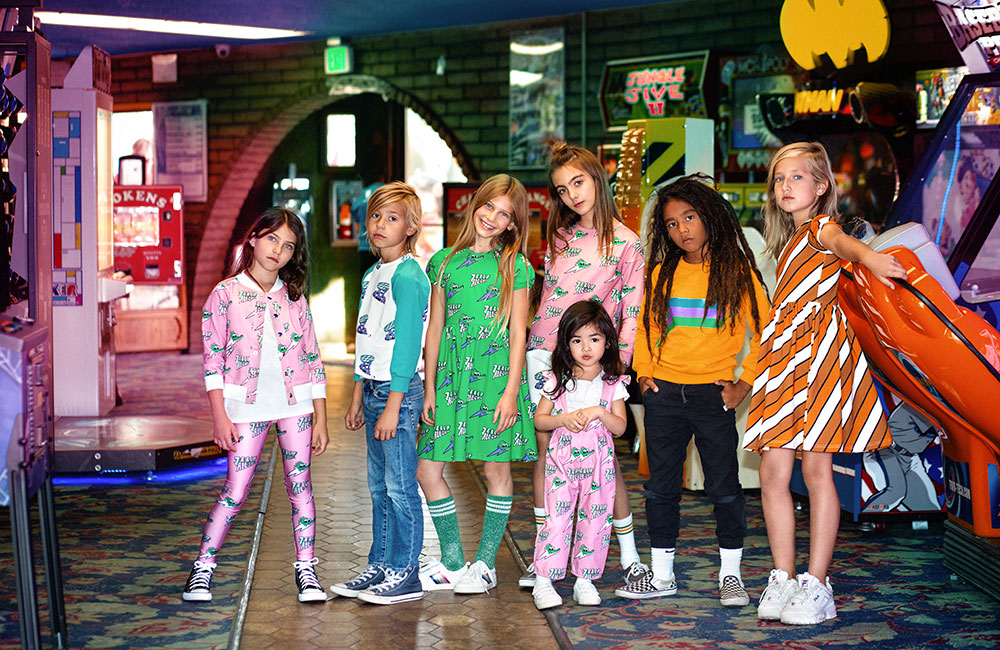 Line up of kids wearing Jelly Alligator clothing