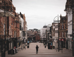 Empty high street of shops