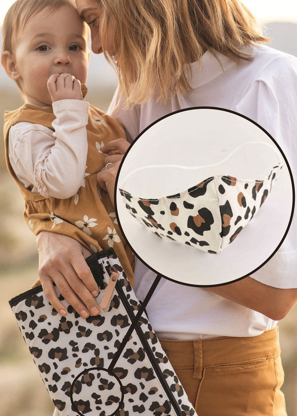Mother and little girl with leopard print Little Chick accessories