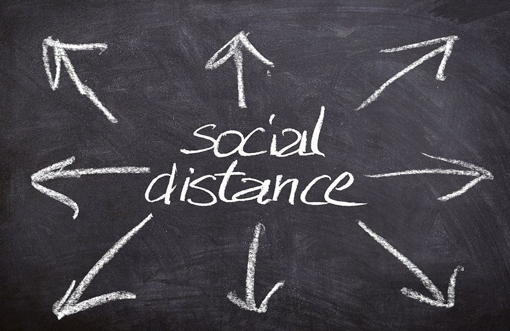 Chalkboard social distance sign