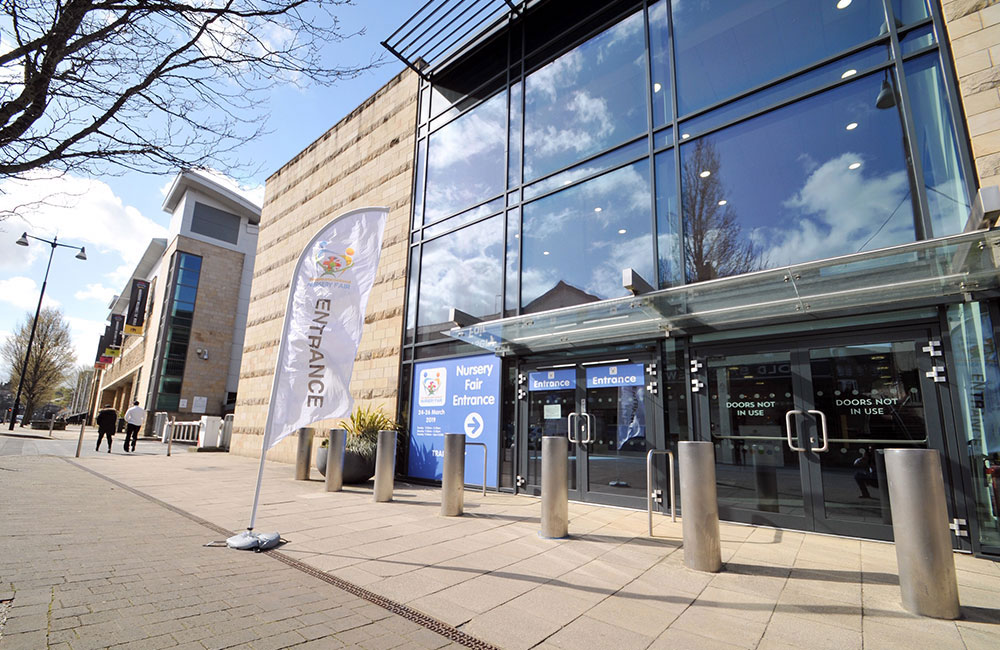 Glass entrance to the Harrogate Nursery Fair