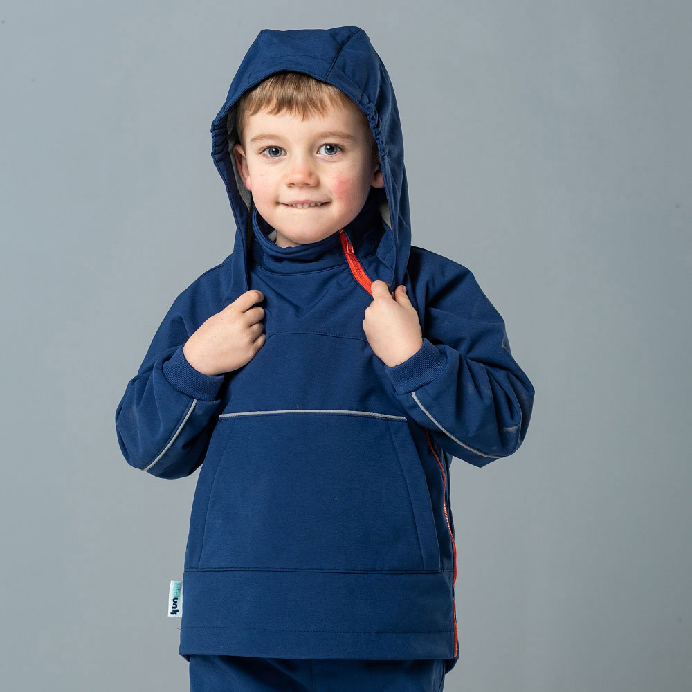 Young child in dark blue hoodie