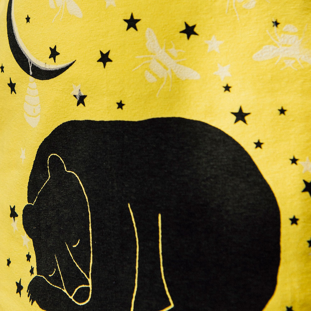 Black bear print project on yellow background