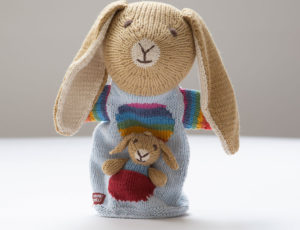 colourful toy Knitted bunny rabbit