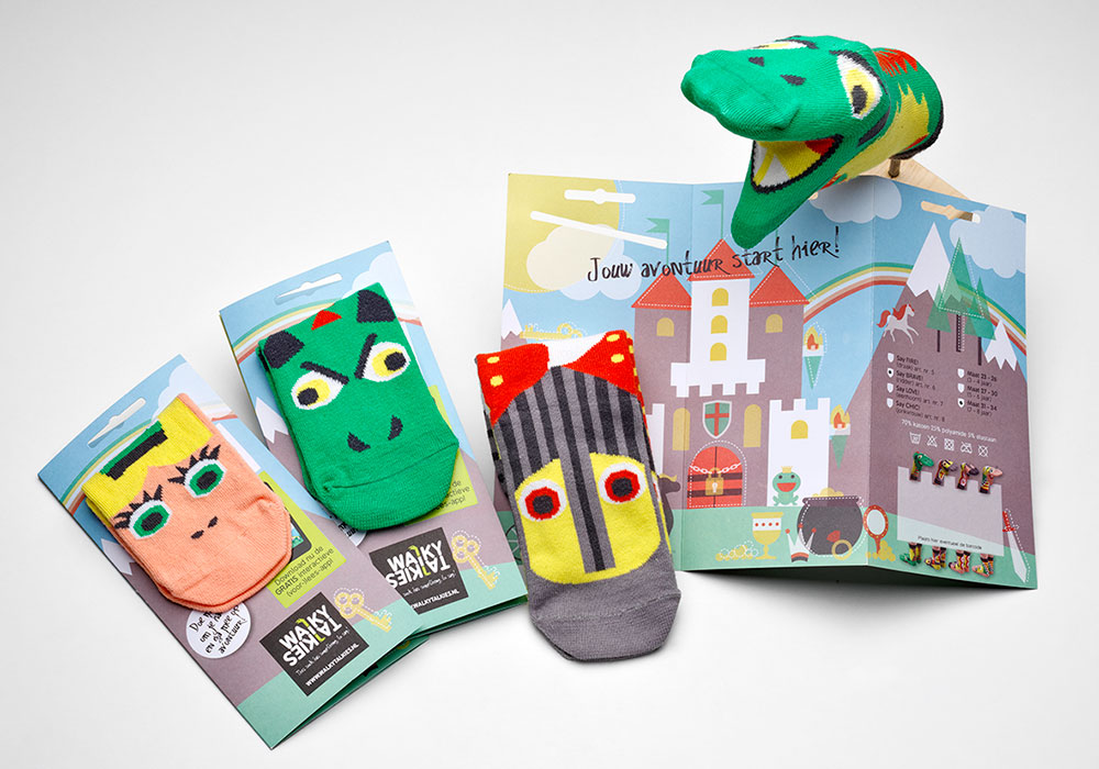 Colourful sock puppets and books