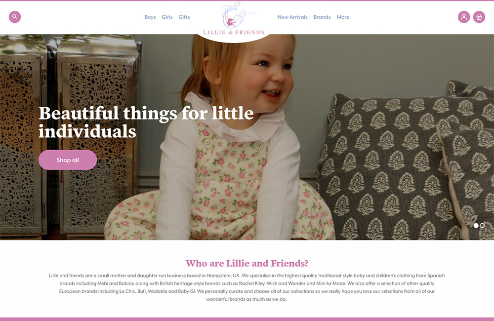 Lillie and Friends website screen shot of young girl