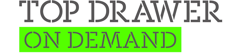 Grey and green Top Drawer logo