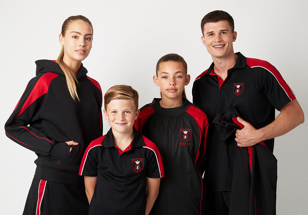 Four teenagers wearing Chadwick Teamwear