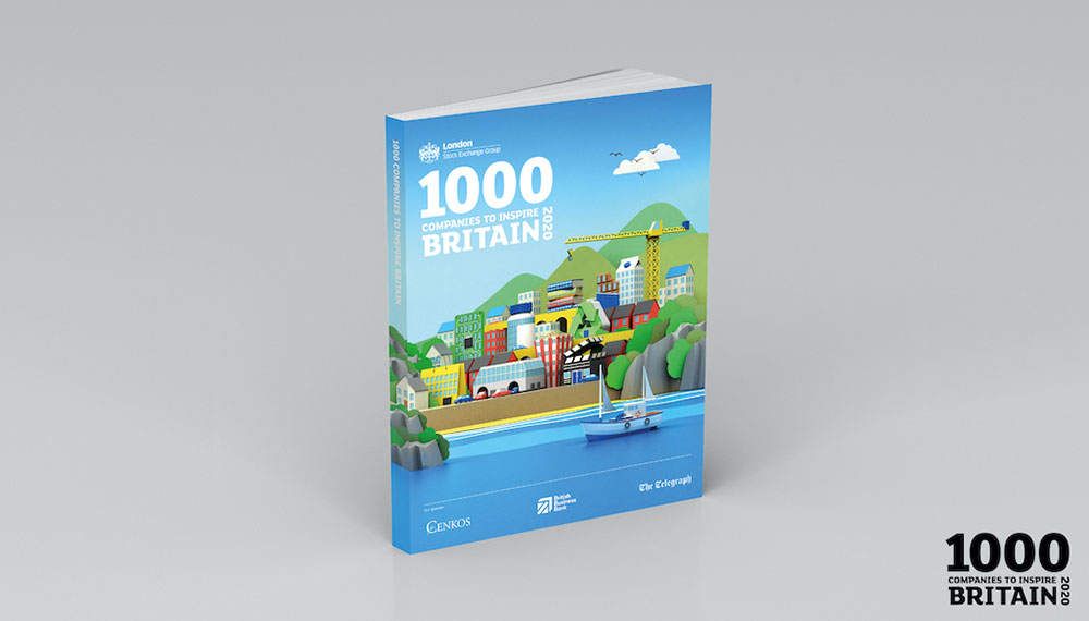 100 Companies to Inspire Britain 2020 Book on grey background