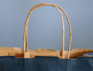 Blue paper retail bag