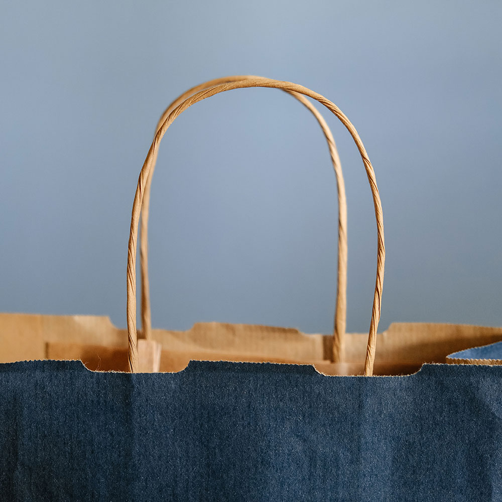 Blue paper retail bag