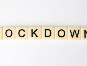 Lockdown spelt out with scrabble pieces