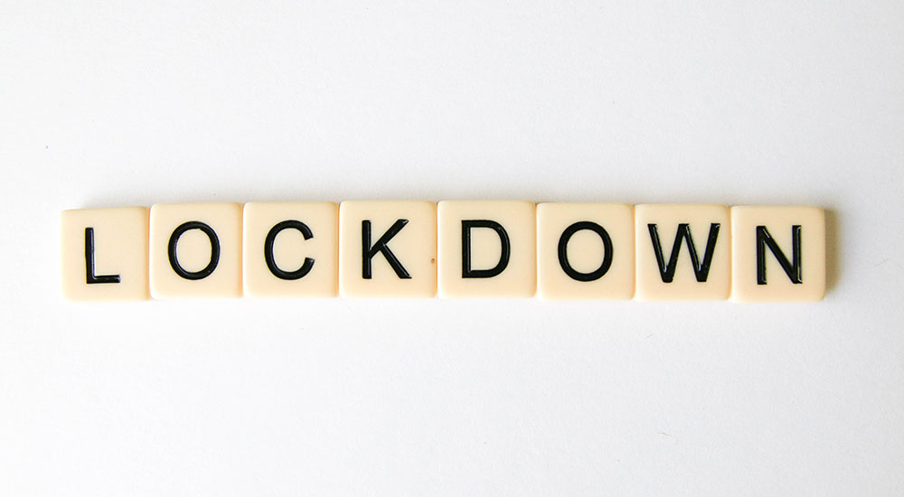 Lockdown spelt out with scrabble pieces