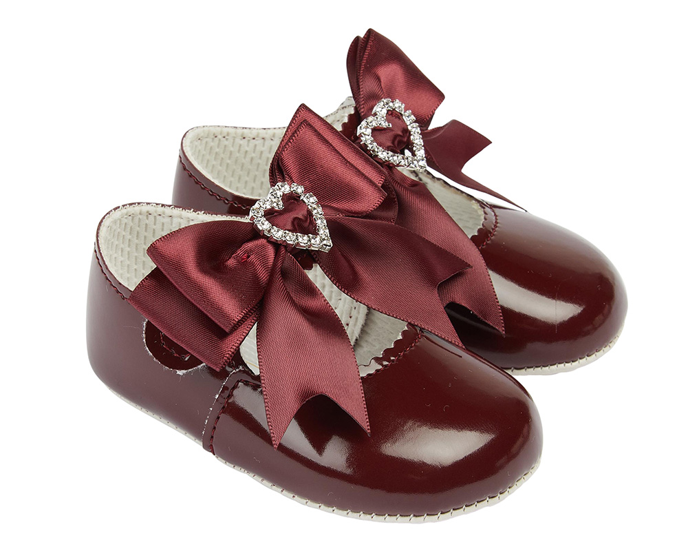 Baypods new button fastening soft sole shoe with diamanté's heart bow