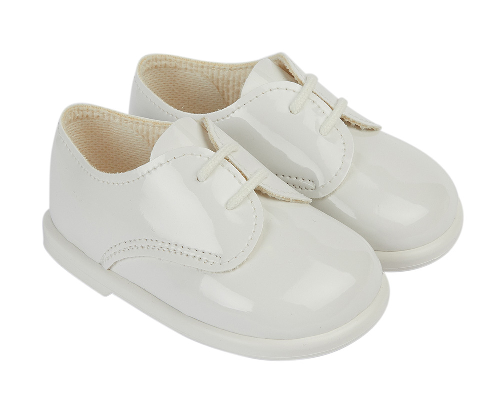 Baypods new first walker lace-up in white patent