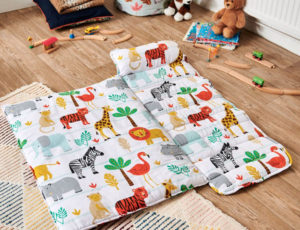 White Nap Mat with colourful animal print