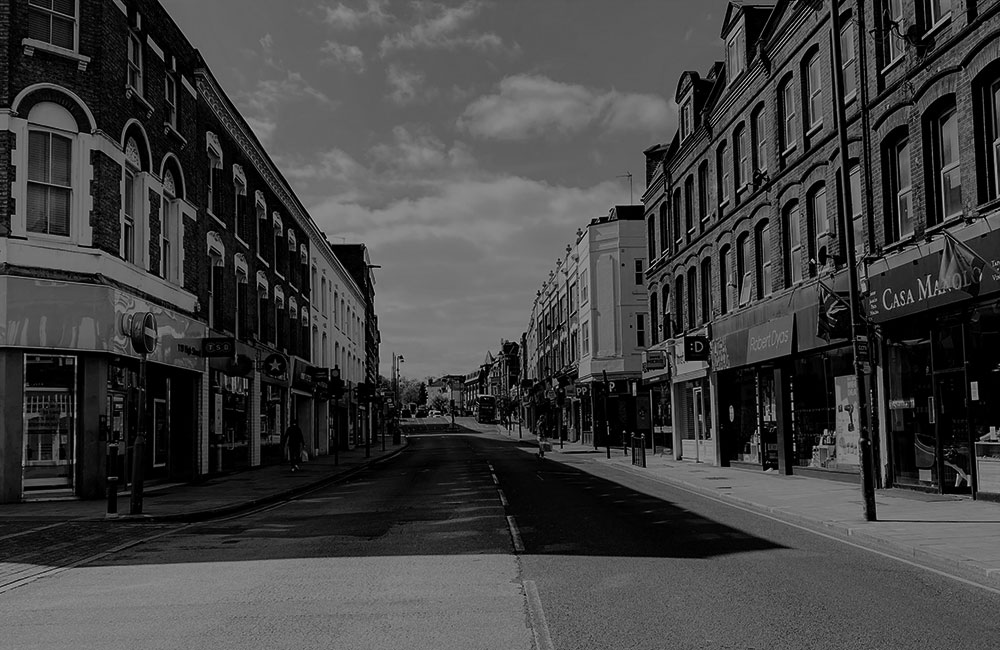 Dark empty Uk High Street