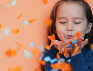 KIDLY Birthday Image of girl and confetti