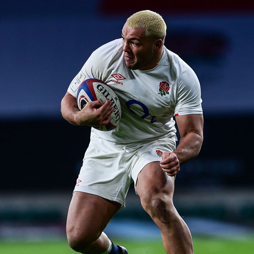 man of England Rugby Union team in white Umbro branded kit