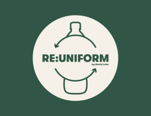 Dark green and cream logo for RE UNIFORM