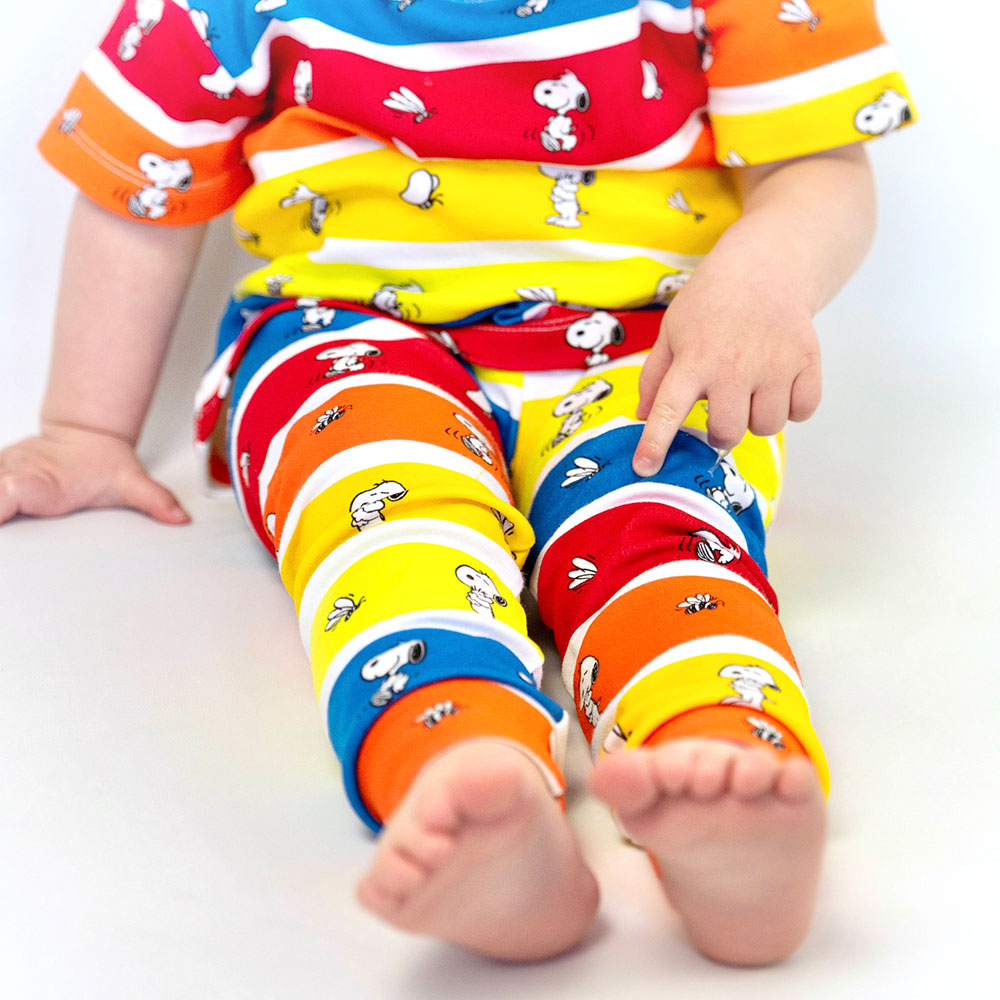 Colourful striped PJs with Peanut character Snoopy print