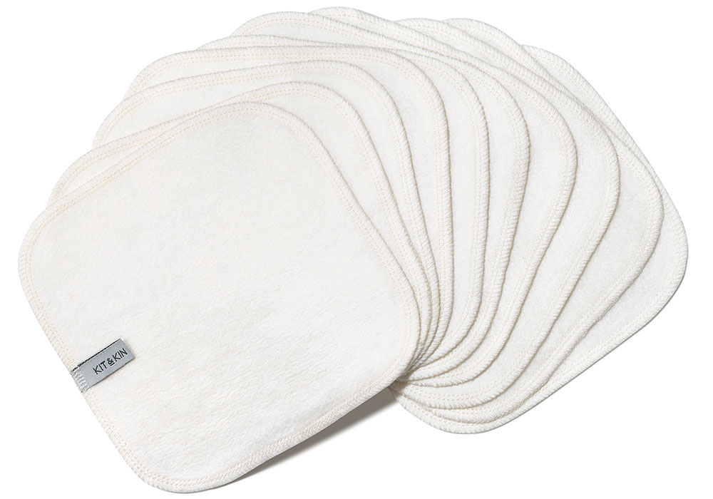White reusable baby wipes in a fan