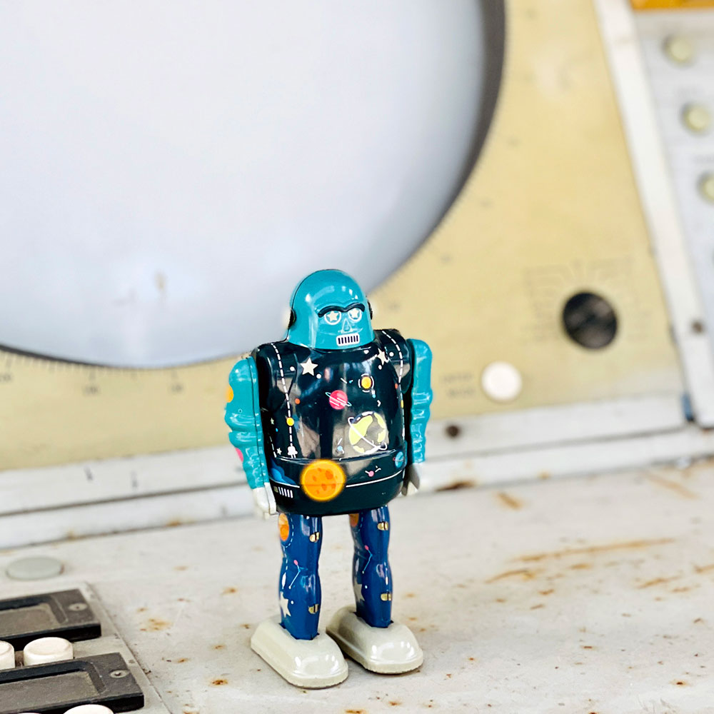 Blue Robot from Mr & Mrs Tin's range of retro toys