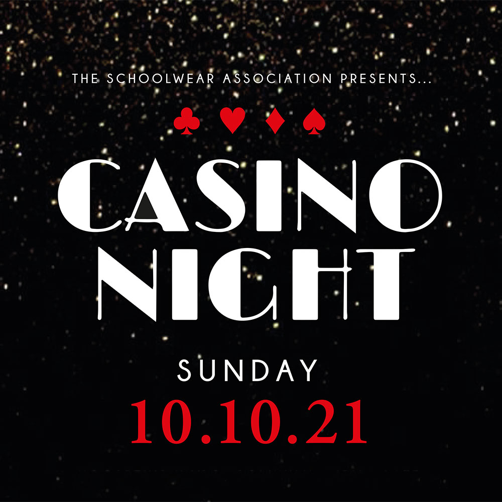 Casino Night Advert image with black background and white text