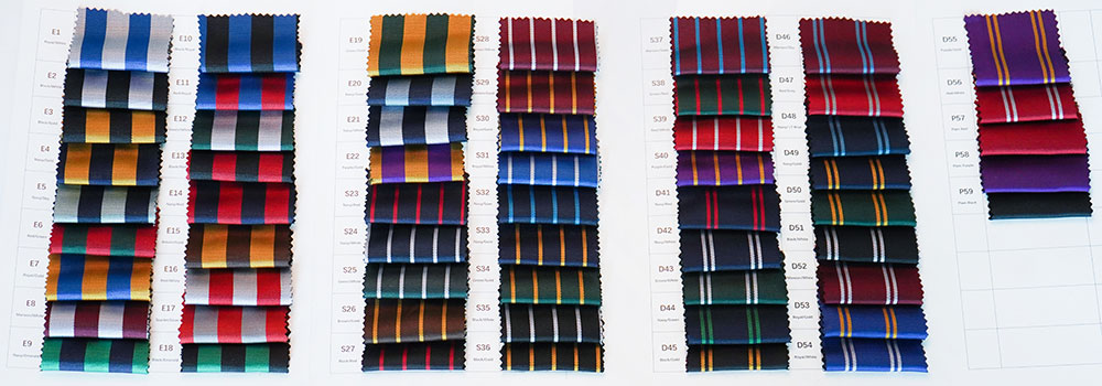 Rows of tie colour sample options