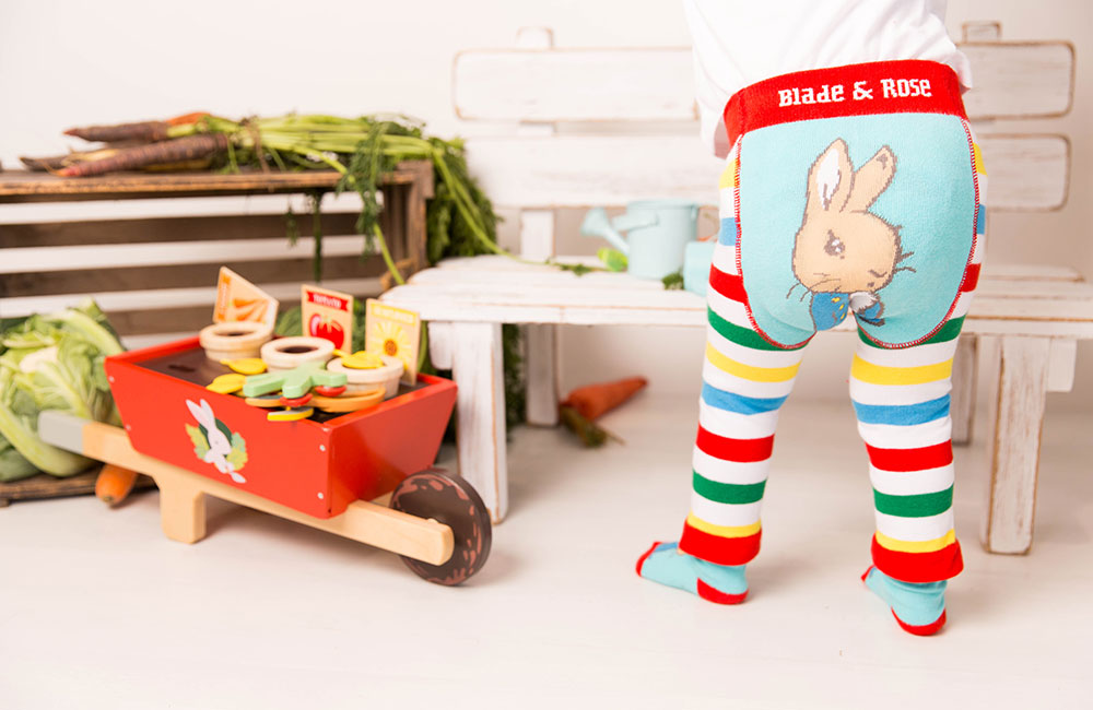 Blade & rose branded colurful babbies pants with Peter Rabbit image