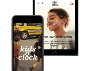 Mobile phone and Tablet with Kids O’Clock branding on screen