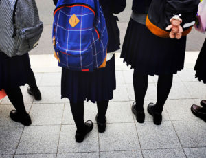 Four girls in school uniform