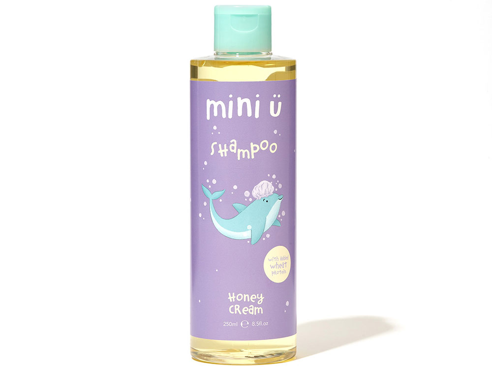 Mini U Shampoo in lilac bottle