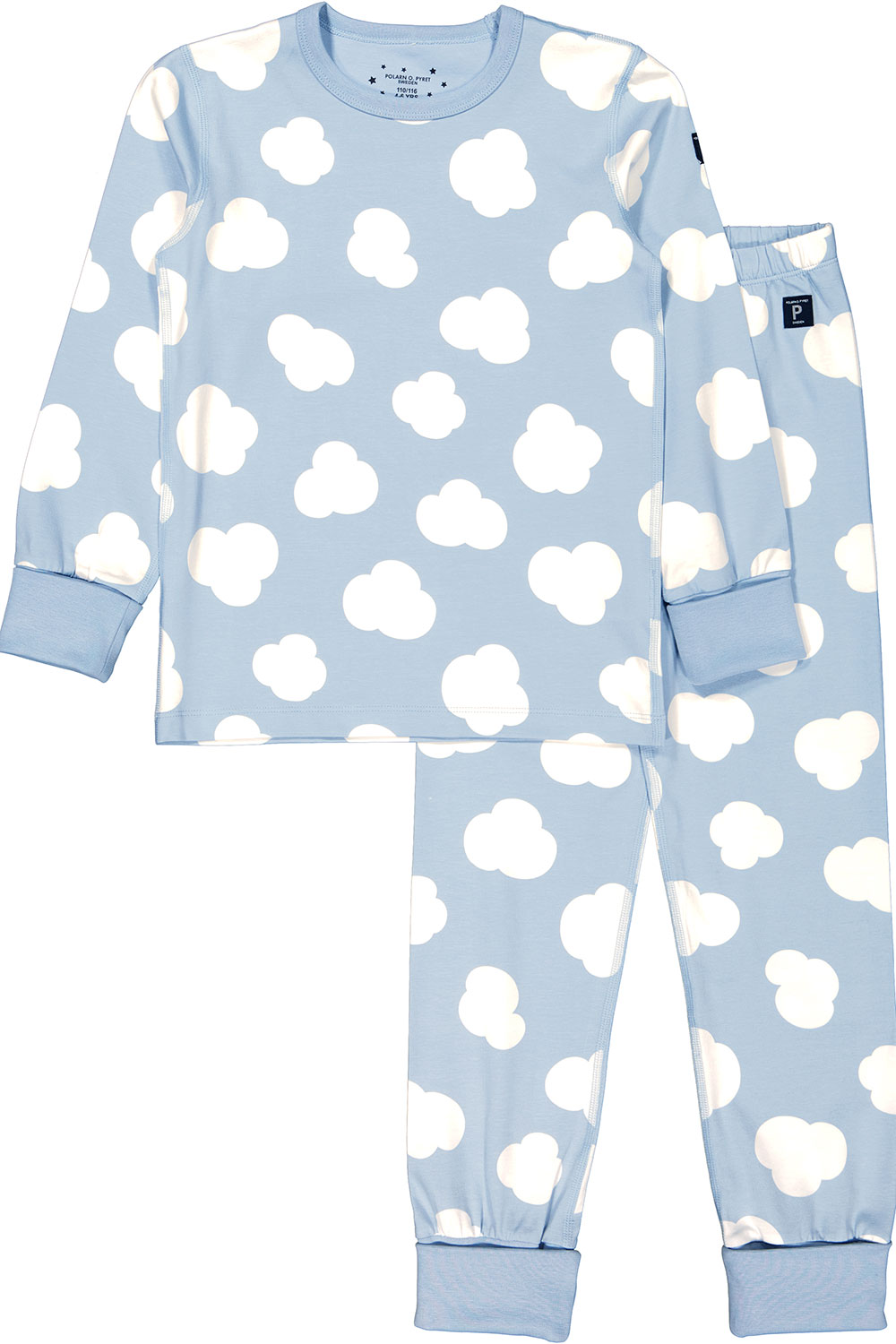 Pale blue pyjamas with white cloud patter