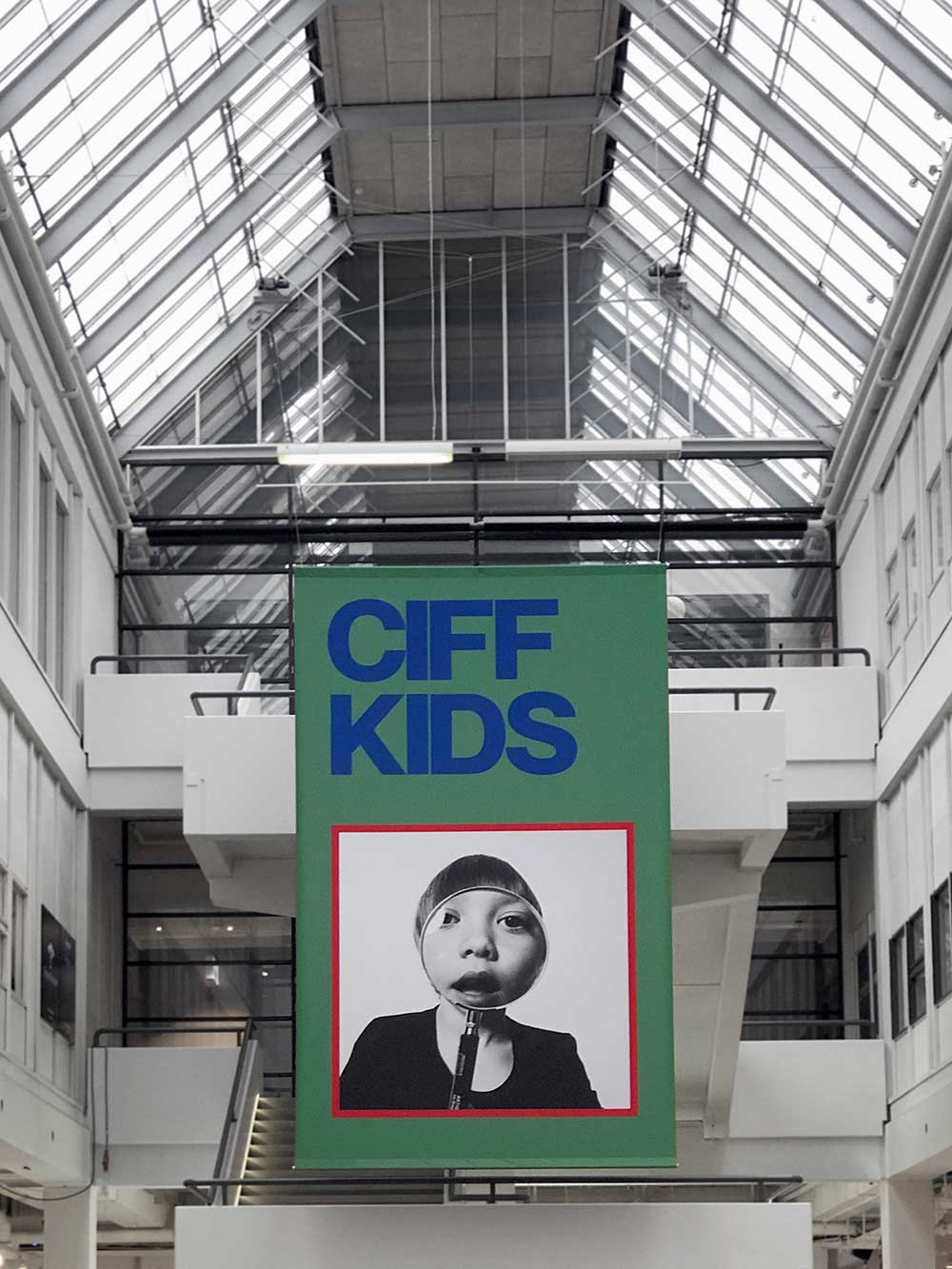 CIFF Kids Banner hanging from the celling