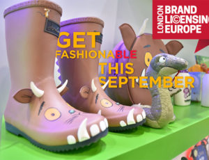 Brand Licensing Europe advertsining image with gruffalo wellies